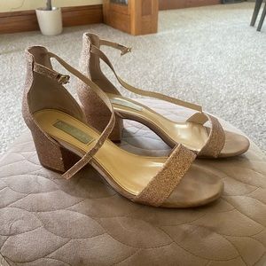 Betsy Johnson heels, rose gold glitter. Size 8.